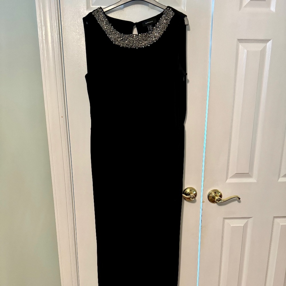 Black Evening Gown with Beaded Neckline